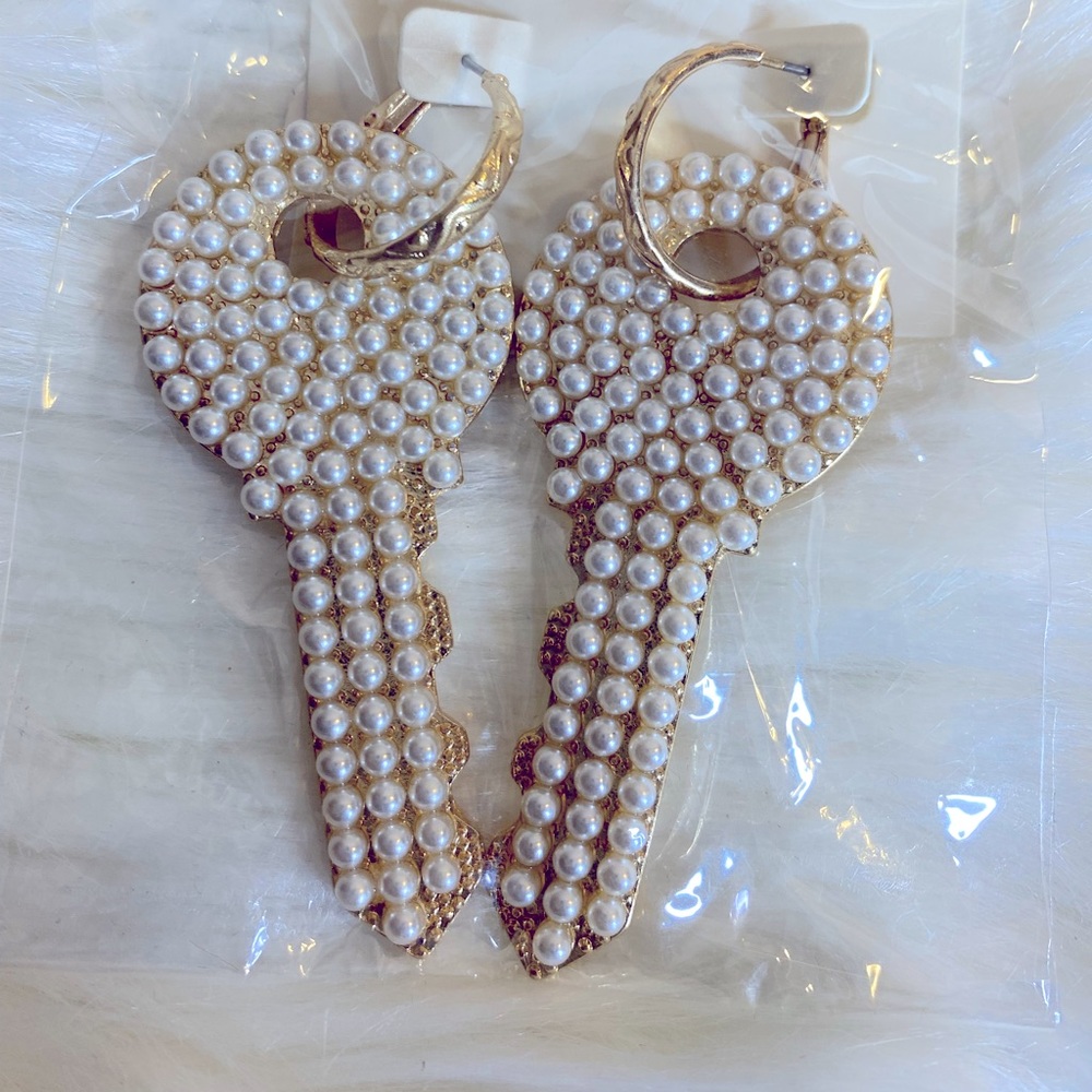 Beaded Key earrings